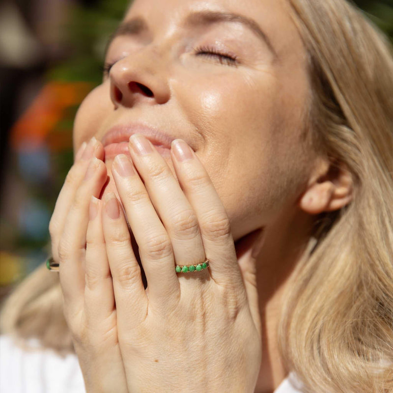 Pippa 1970s Jade Cabochon Ring 14ct Gold
