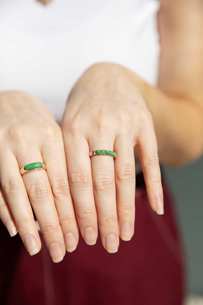 Pippa 1970s Jade Cabochon Ring 14ct Gold
