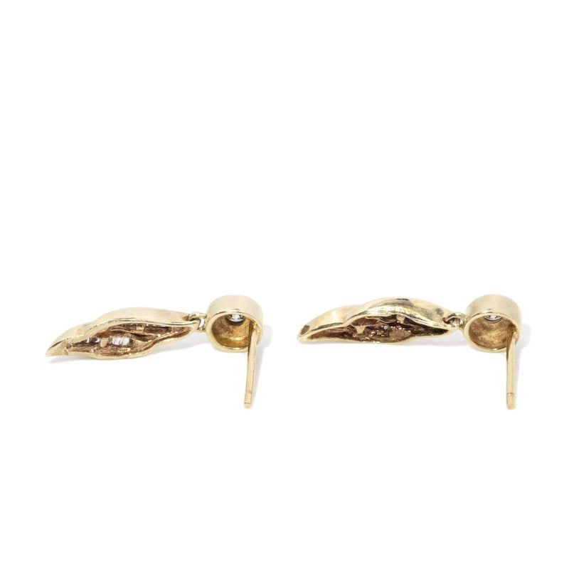 Vintage Circa 1990s Channel Set Diamond Drop Studs 9 Carat Gold