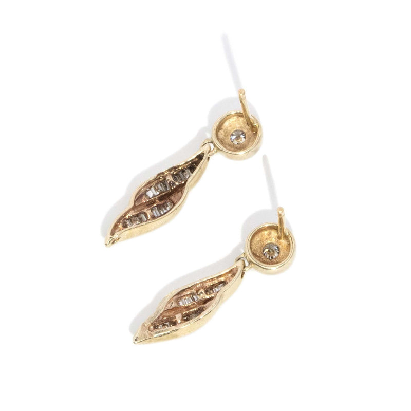 Vintage Circa 1990s Channel Set Diamond Drop Studs 9 Carat Gold