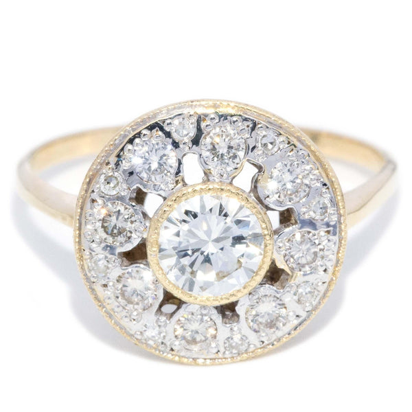 Vintage Circa 1980s Diamond Disc Halo Ring 18 Carat Gold