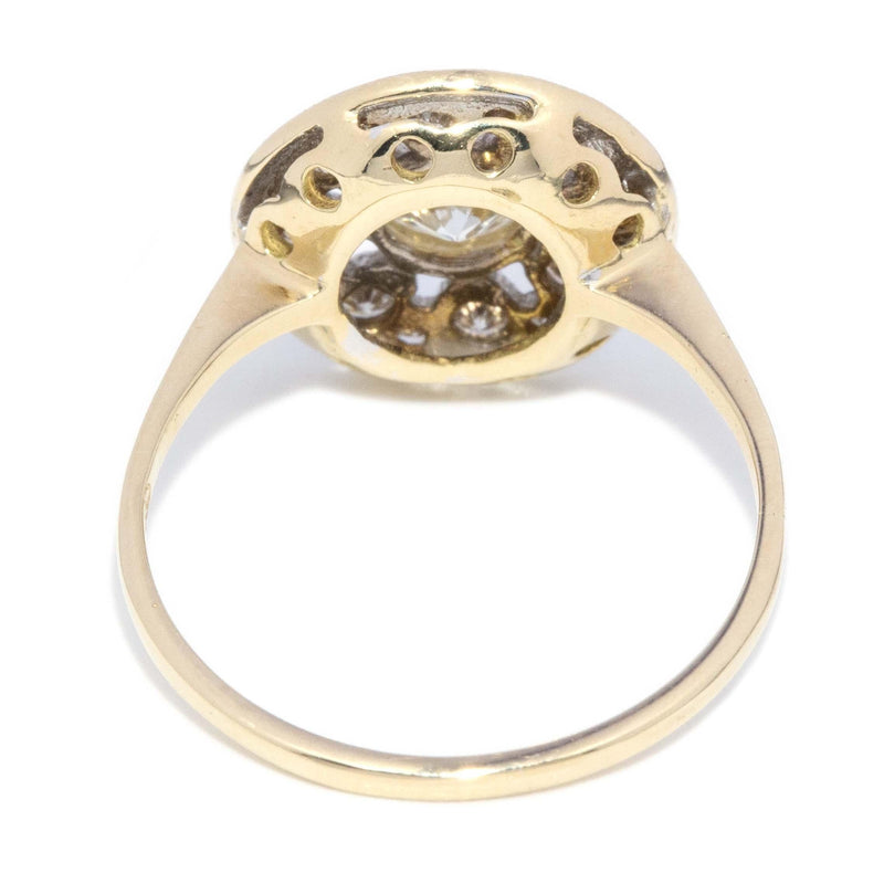 Vintage Circa 1980s Diamond Disc Halo Ring 18 Carat Gold