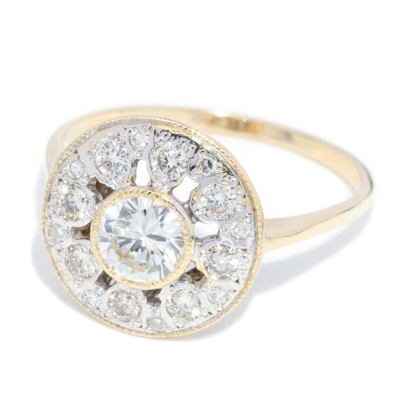 Vintage Circa 1980s Diamond Disc Halo Ring 18 Carat Gold