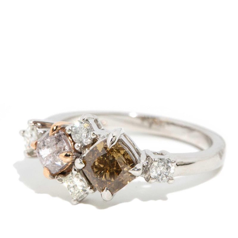 Porsha Light Pink & Cognac Diamond Ring 18ct Gold