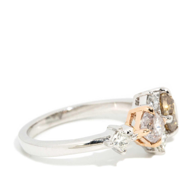 Porsha Light Pink & Cognac Diamond Ring 18ct Gold