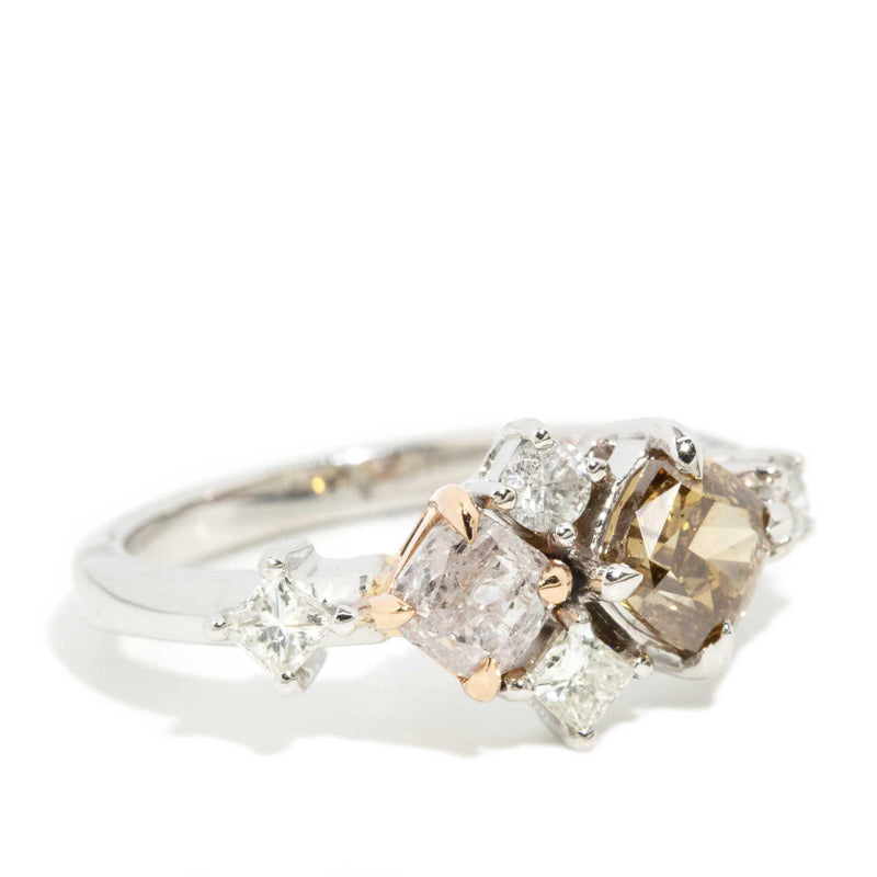 Porsha Light Pink & Cognac Diamond Ring 18ct Gold