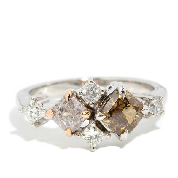 Porsha Light Pink & Cognac Diamond Ring 18ct Gold
