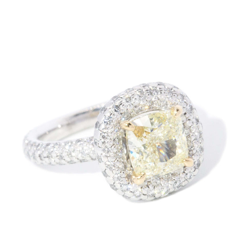 Contemporary Yellow & Pave White Diamond Ring 18ct White Gold