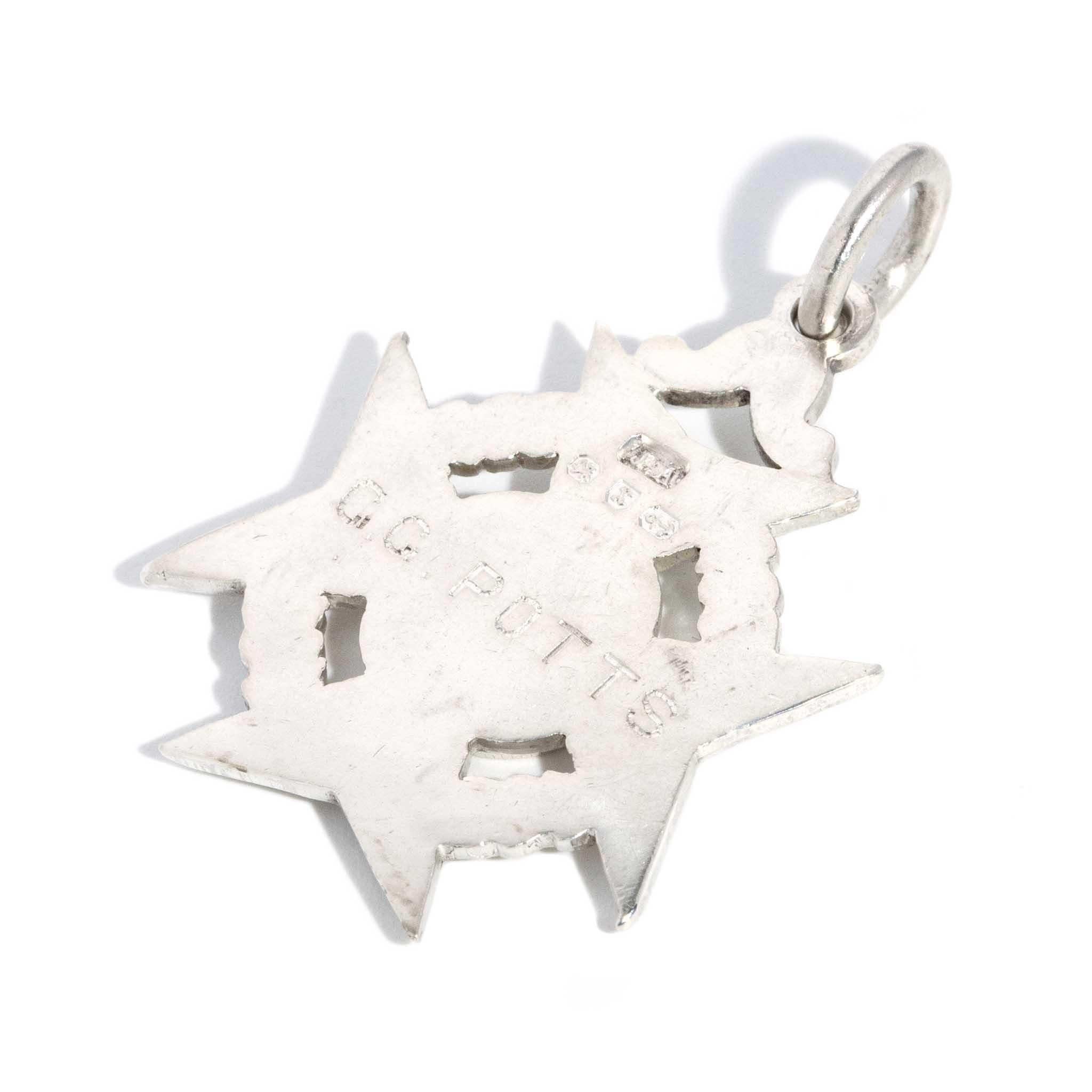 Antique 1897 Cross Wreath Pendant Sterling Silver Rose Gold Lined