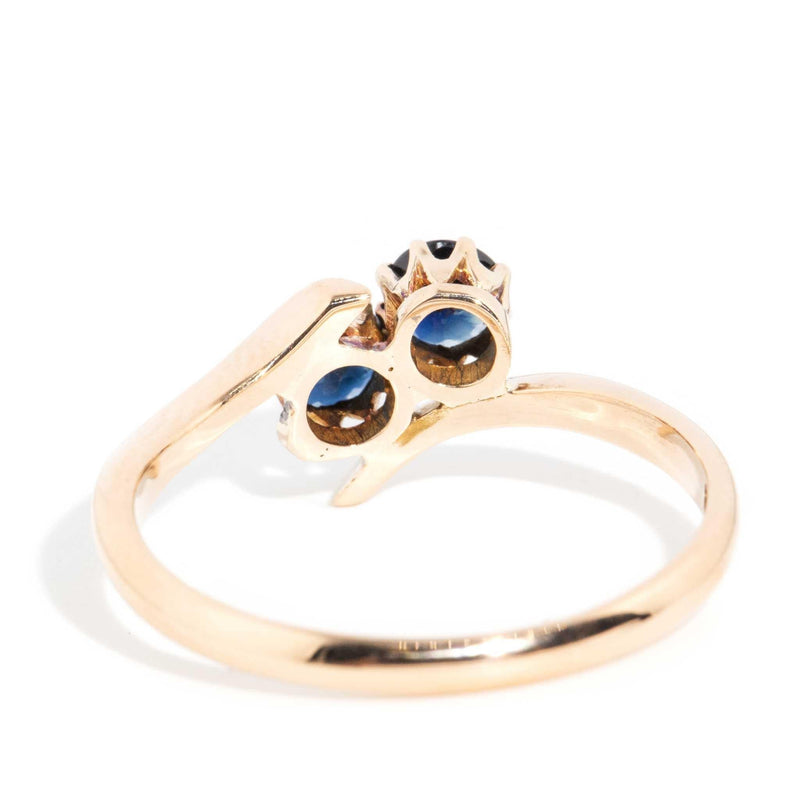 Primrose 1950s Blue Sapphire Toi Et Moi Ring 18ct Rose Gold