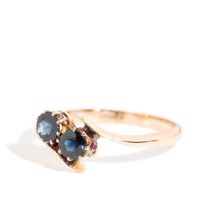 Primrose 1950s Blue Sapphire Toi Et Moi Ring 18ct Rose Gold