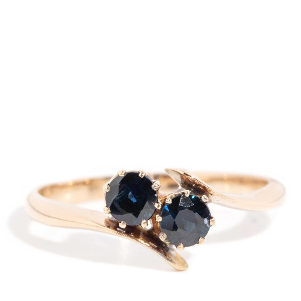 Primrose 1950s Blue Sapphire Toi Et Moi Ring 18ct Rose Gold