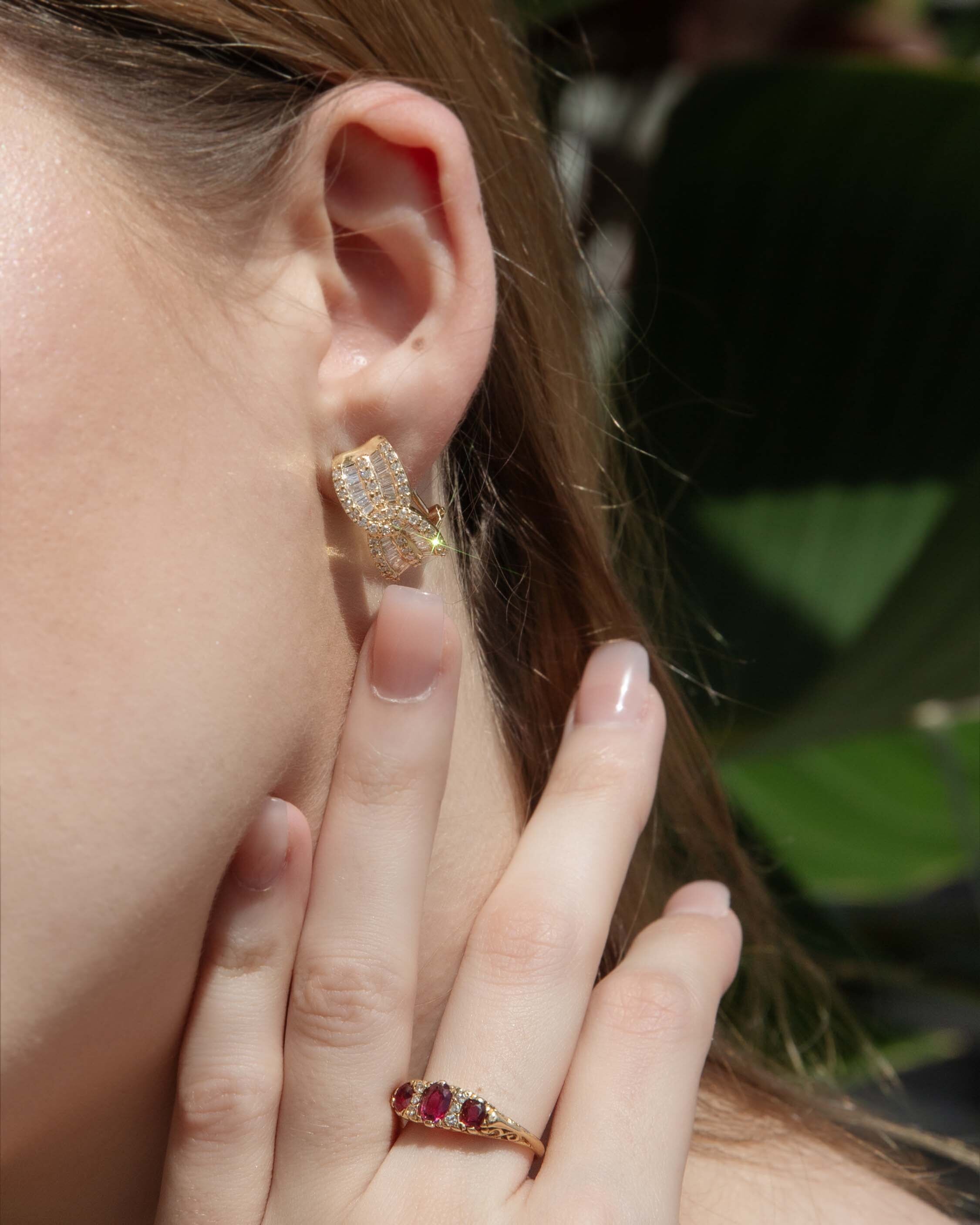 Priya Diamond Omega Clip Earrings 18ct Gold Earrings Imperial Jewellery 