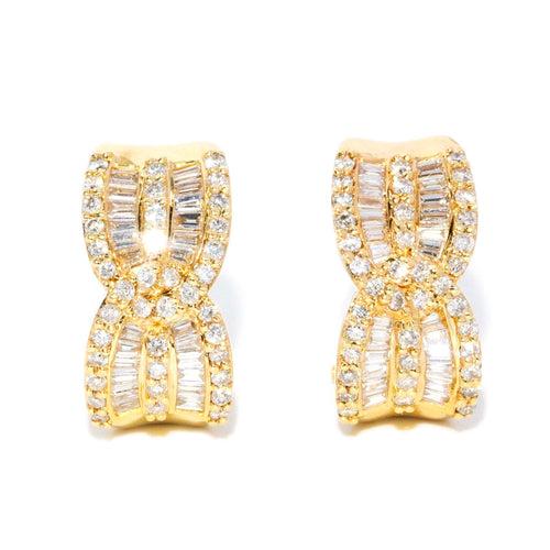 Priya Diamond Omega Clip Earrings 18K Yellow Gold TDW 1.30ct