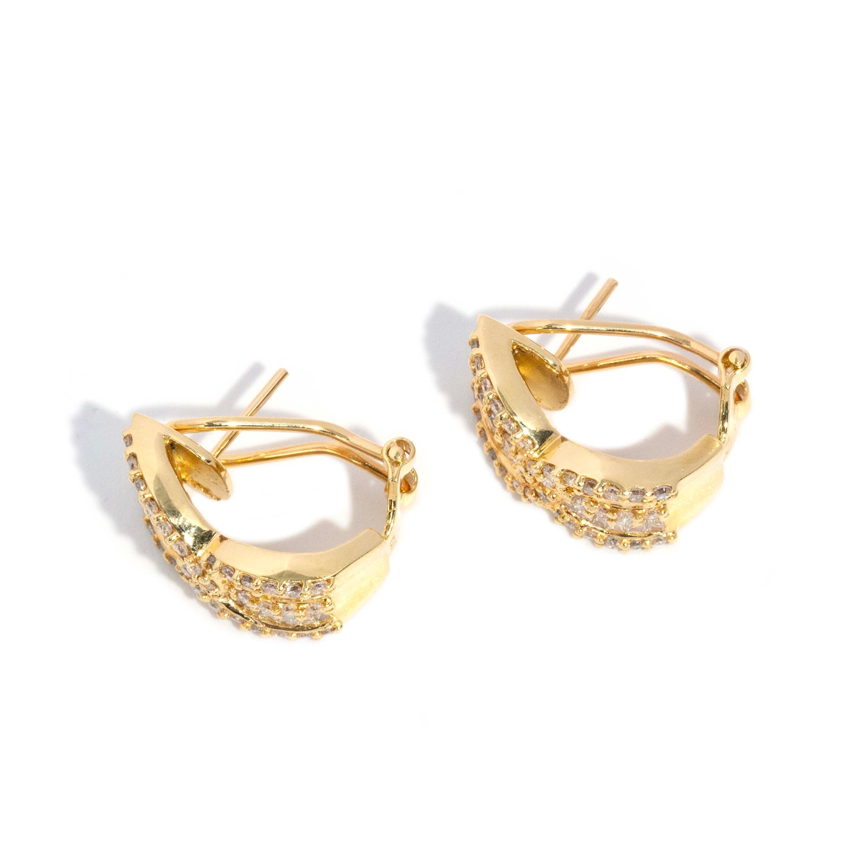 Priya Diamond Omega Clip Earrings 18ct Gold Earrings Imperial Jewellery 