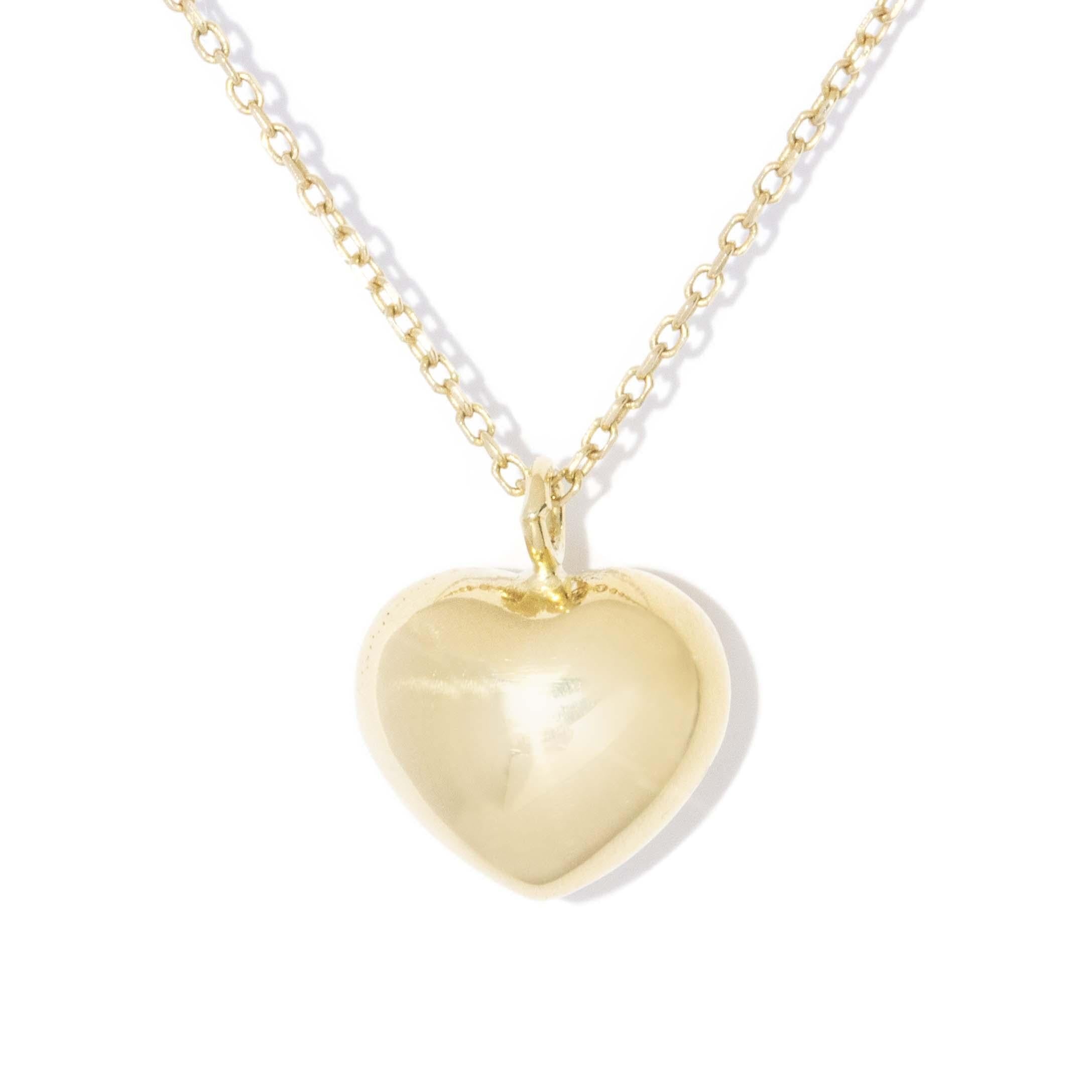 Vintage Circa 1980s Heart Pendant 18 Carat Yellow Gold (OB)