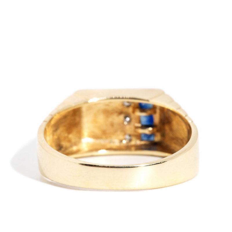 Quintus Sapphire & Diamond Signet Ring 9ct Gold