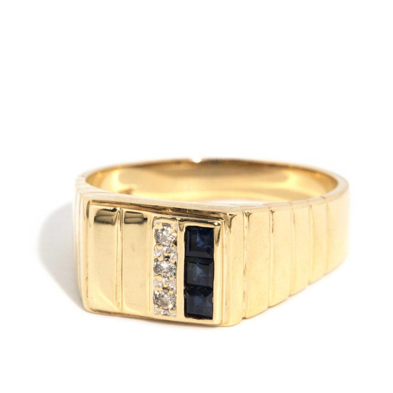 Quintus Sapphire & Diamond Signet Ring 9ct Gold