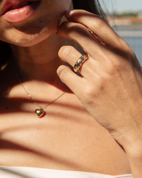 Contemporary Multicoloured Sapphire Dome Ring 9 Carat Yellow Gold
