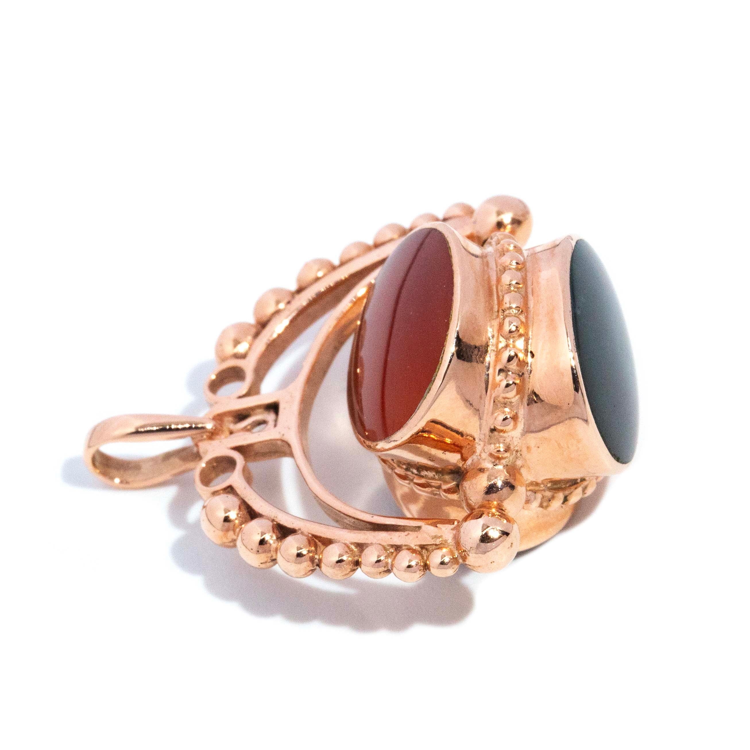 Rashia Carnelian Onyx Bloodstone Pendant 9ct Rose Gold Pendants/Necklaces Imperial Jewellery 