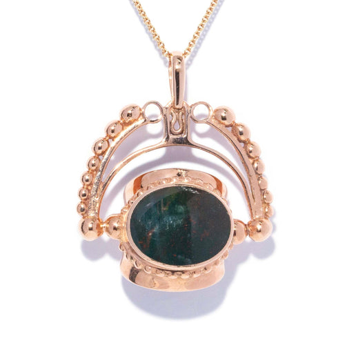 Rashia Carnelian Onyx Bloodstone Pendant 9K Rose Gold