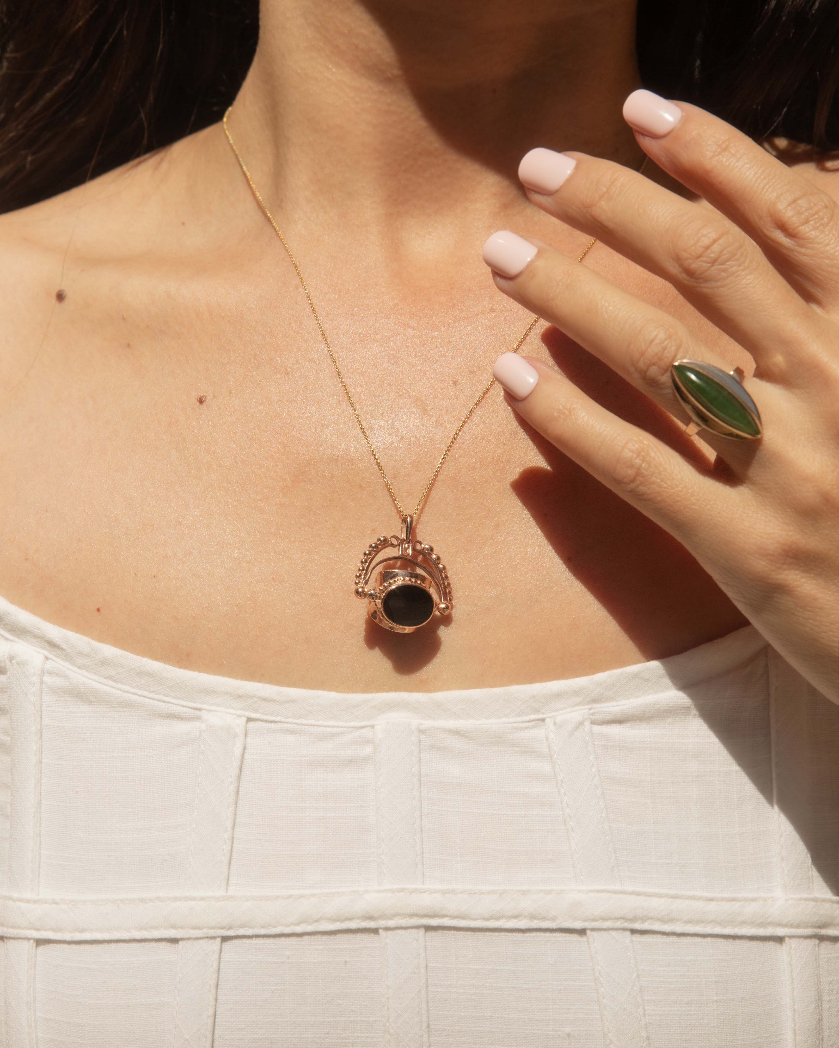 Rashia Carnelian Onyx Bloodstone Pendant 9ct Rose Gold Pendants/Necklaces Imperial Jewellery 