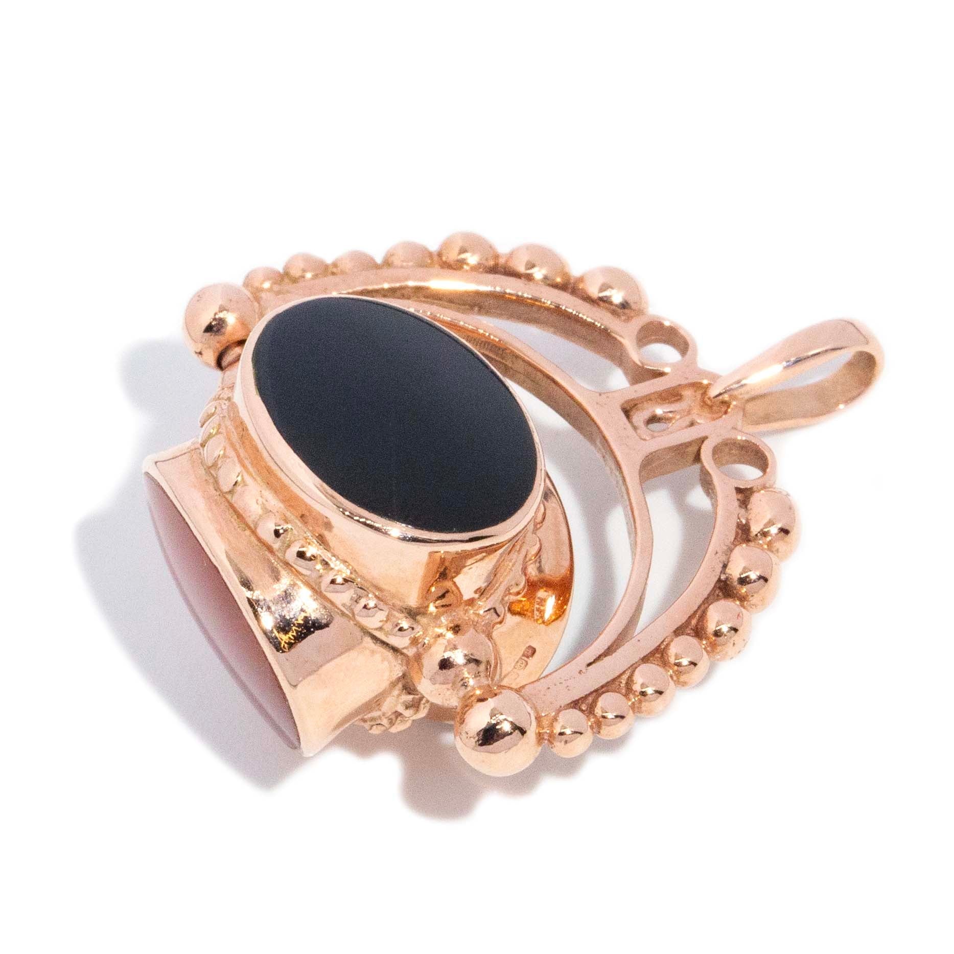 Rashia Carnelian Onyx Bloodstone Pendant 9ct Rose Gold Pendants/Necklaces Imperial Jewellery 