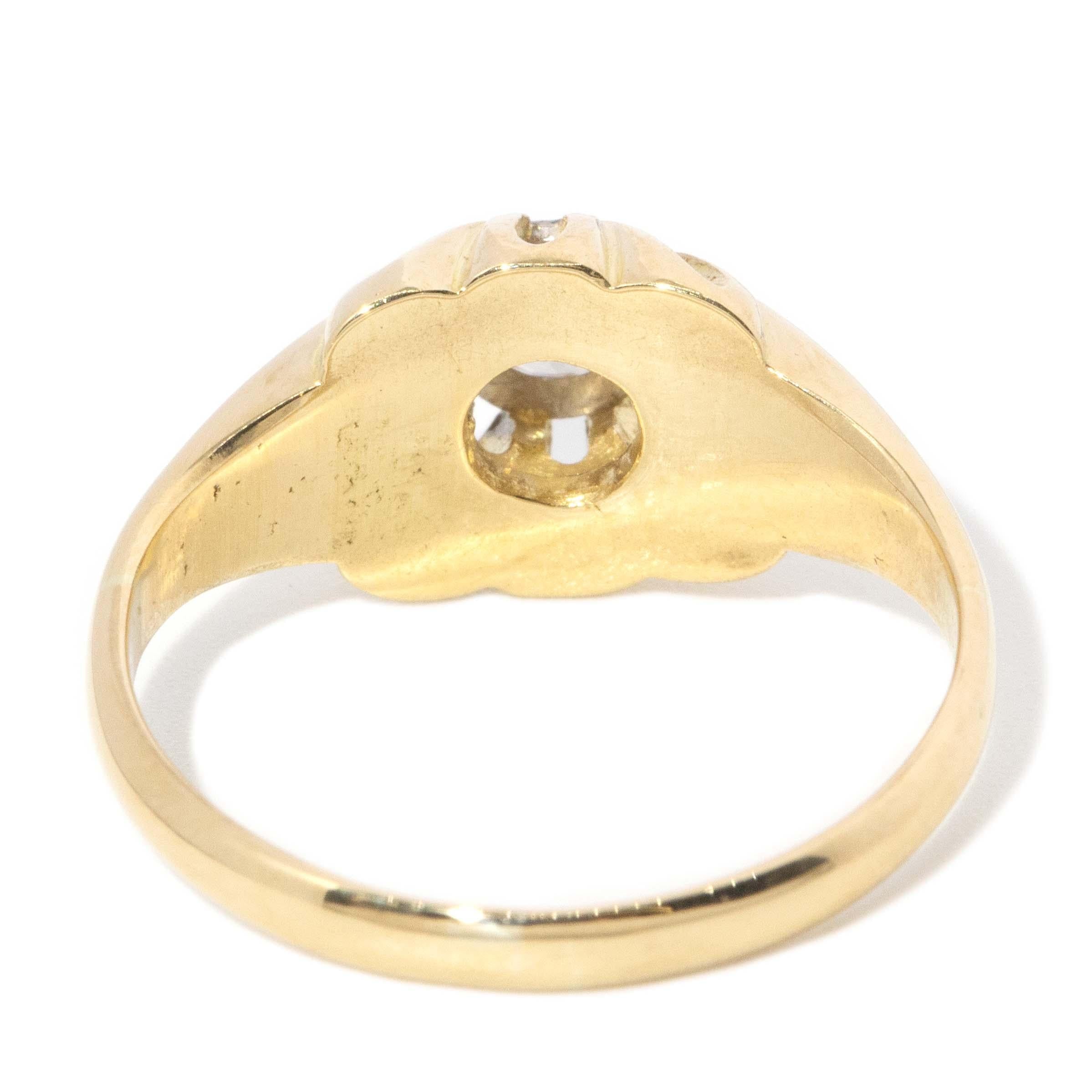 Vintage Circa 1970s Diamond Gypsy Ring 18 Carat Yellow Gold