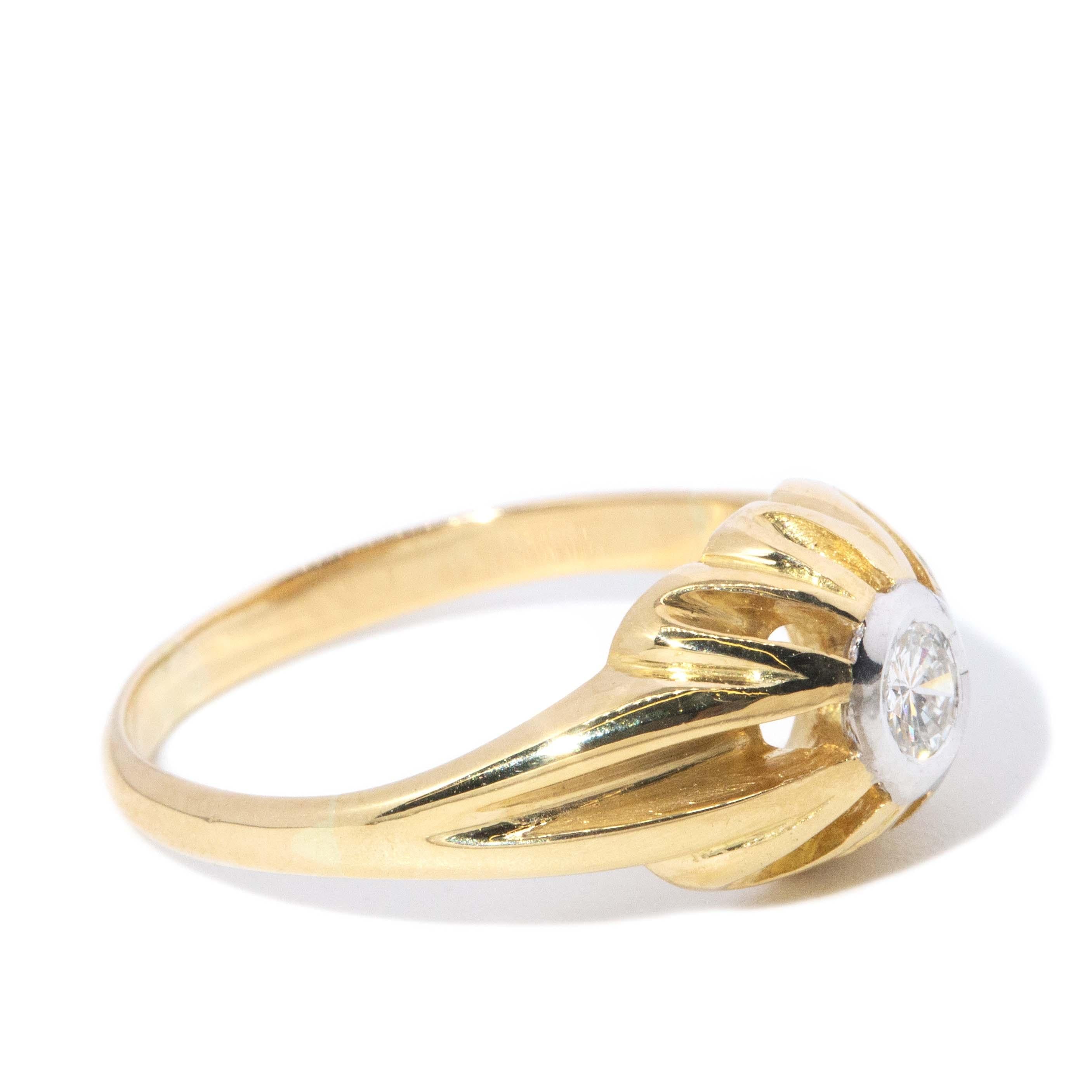 Vintage Circa 1970s Diamond Gypsy Ring 18 Carat Yellow Gold