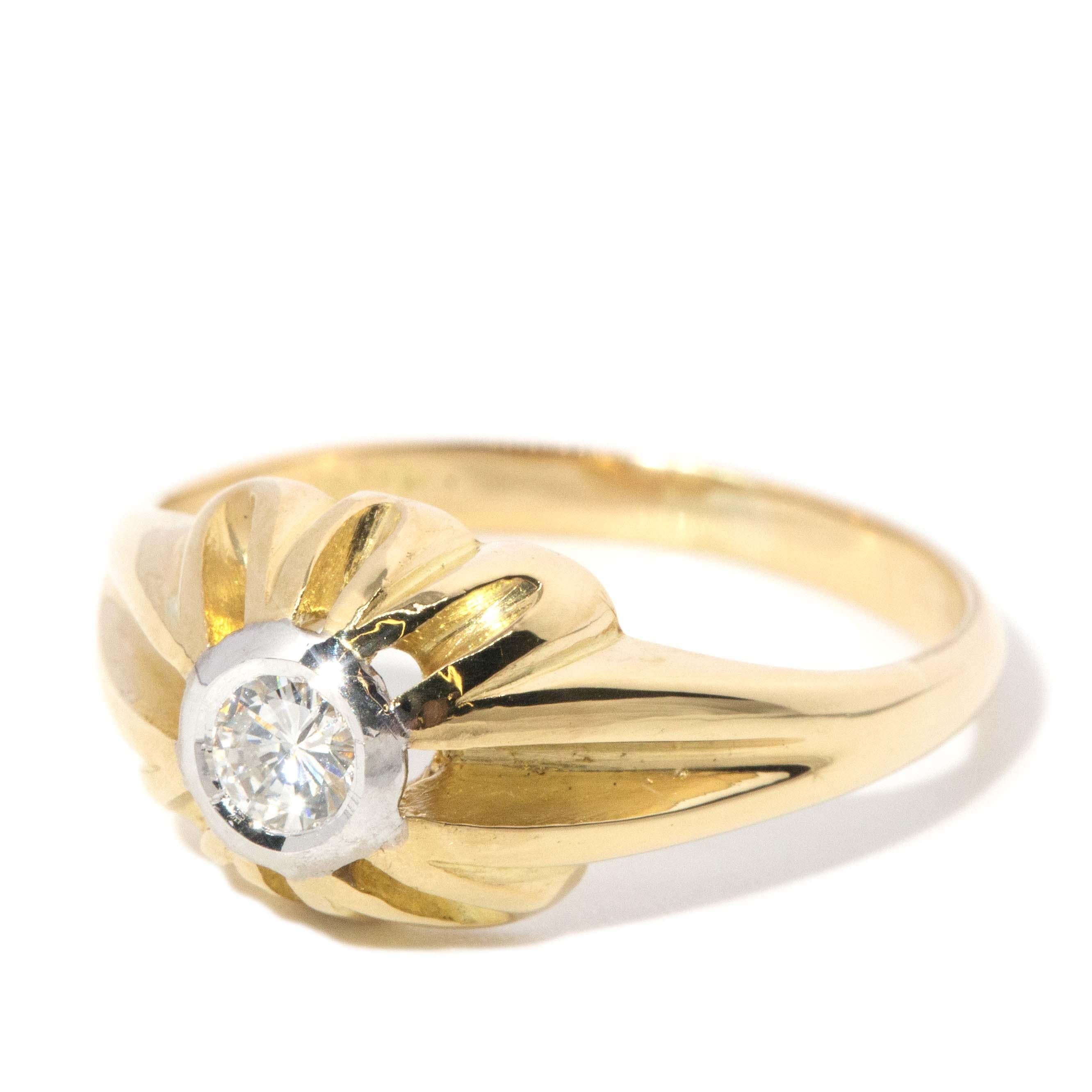 Vintage Circa 1970s Diamond Gypsy Ring 18 Carat Yellow Gold
