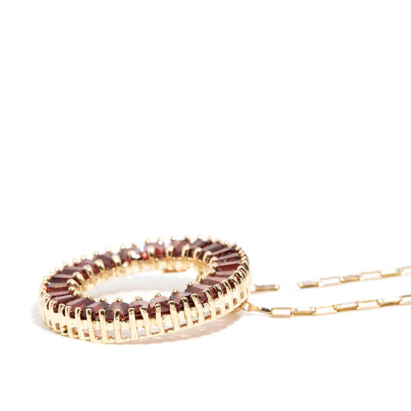 Cassandra Re-invented Vintage Garnet Pendant & Chain 9ct Gold