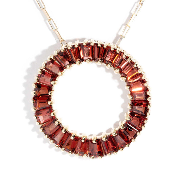 Cassandra Re-invented Vintage Garnet Pendant & Chain 9ct Gold