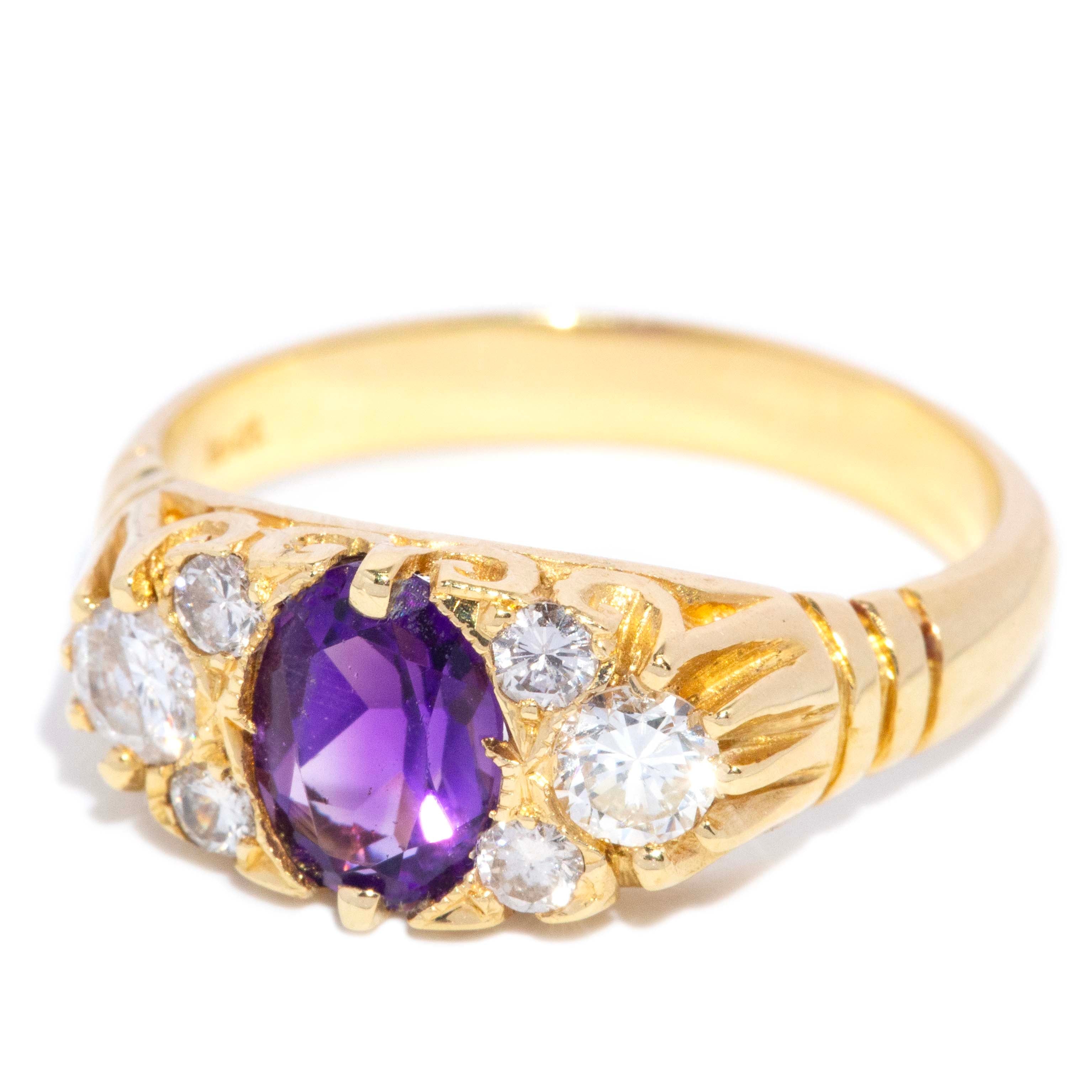 Rebekah Amethyst & Diamond Ring 18ct Gold Rings Imperial Jewellery 