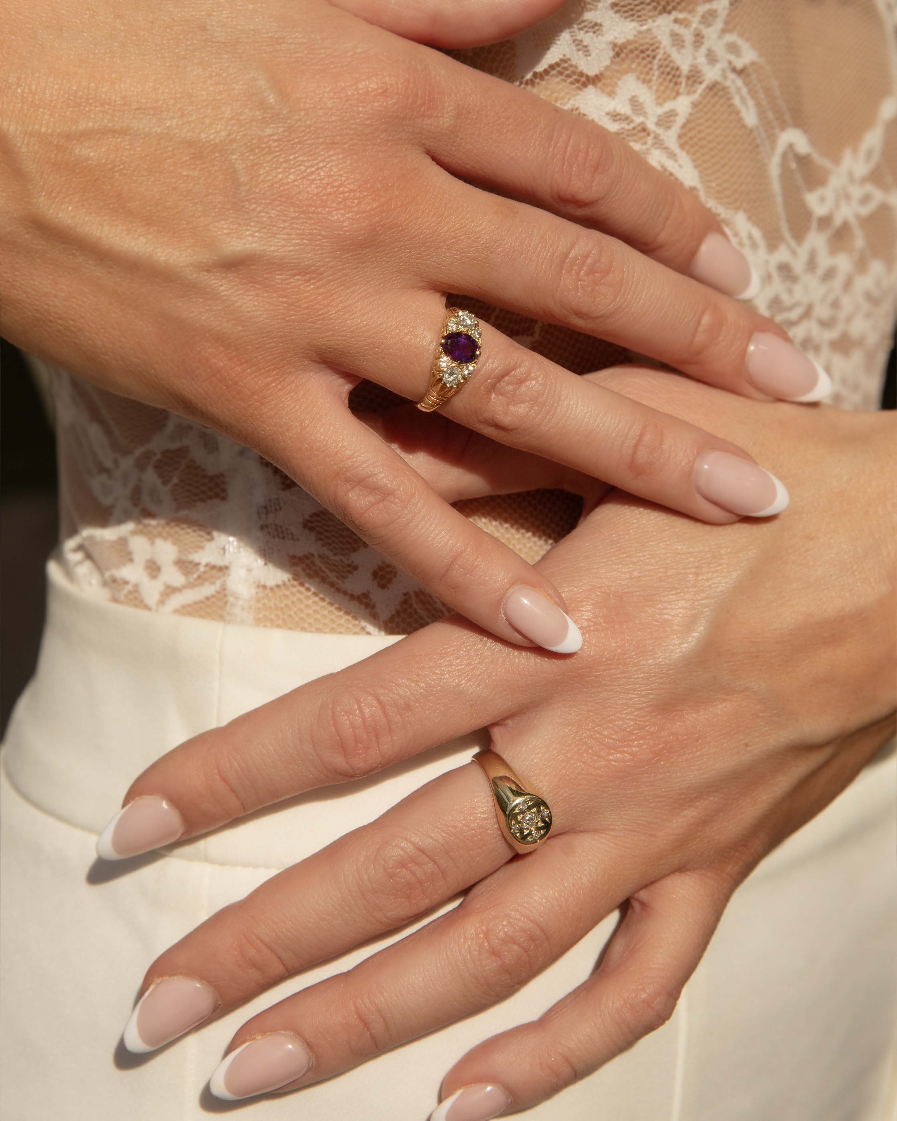 Rebekah Amethyst & Diamond Ring 18ct Gold Rings Imperial Jewellery 