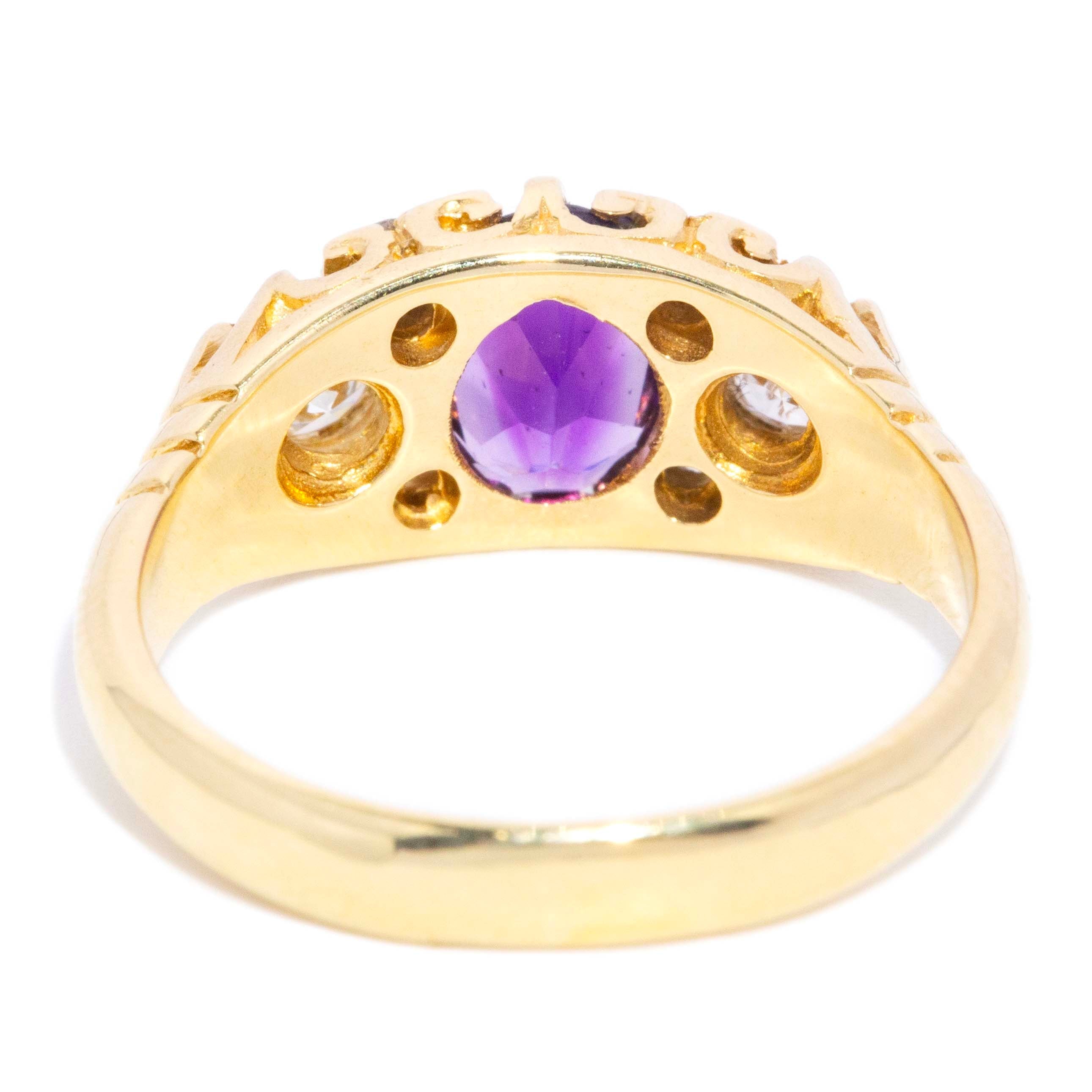 Rebekah Amethyst & Diamond Ring 18ct Gold Rings Imperial Jewellery 