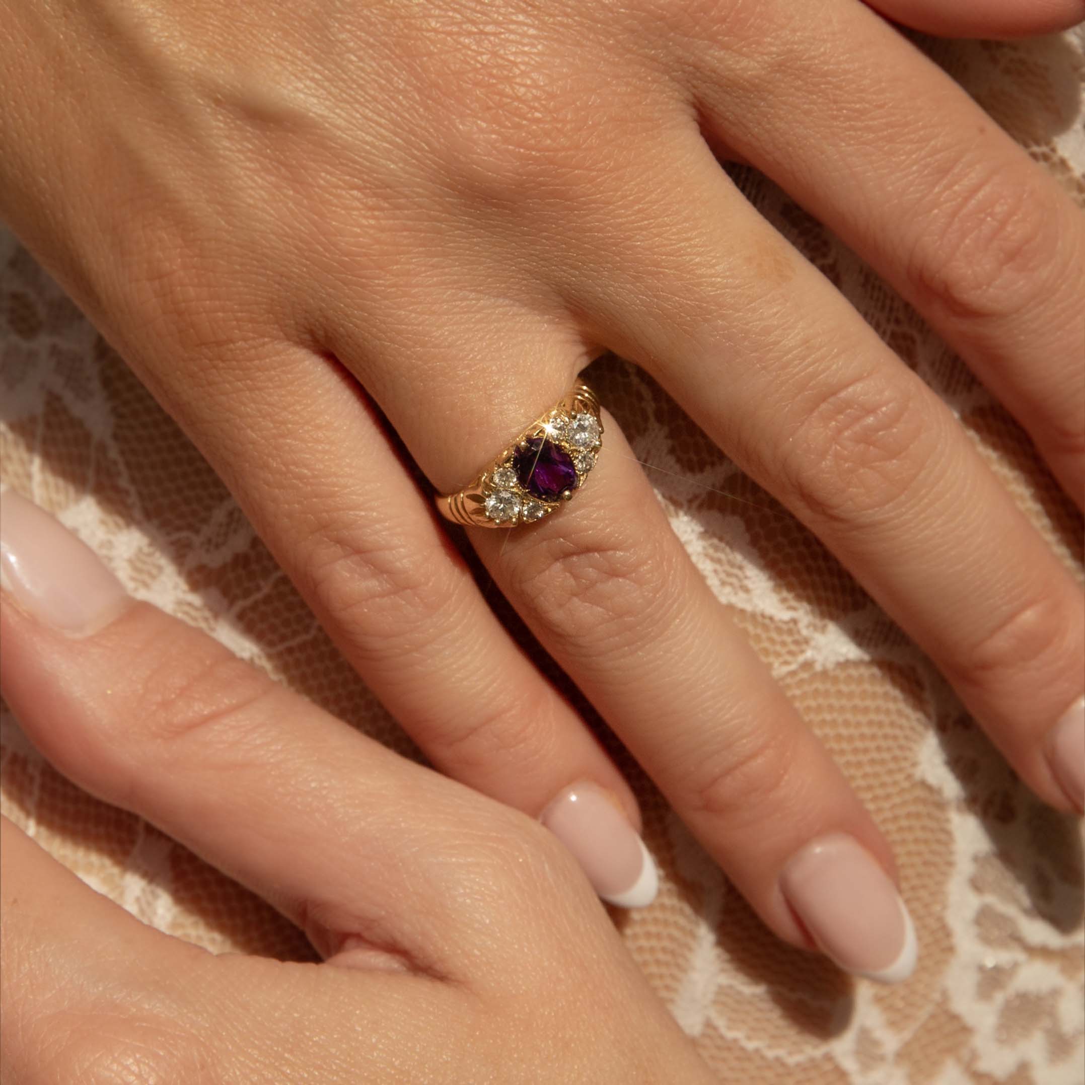 Rebekah Amethyst & Diamond Ring 18ct Gold Rings Imperial Jewellery 