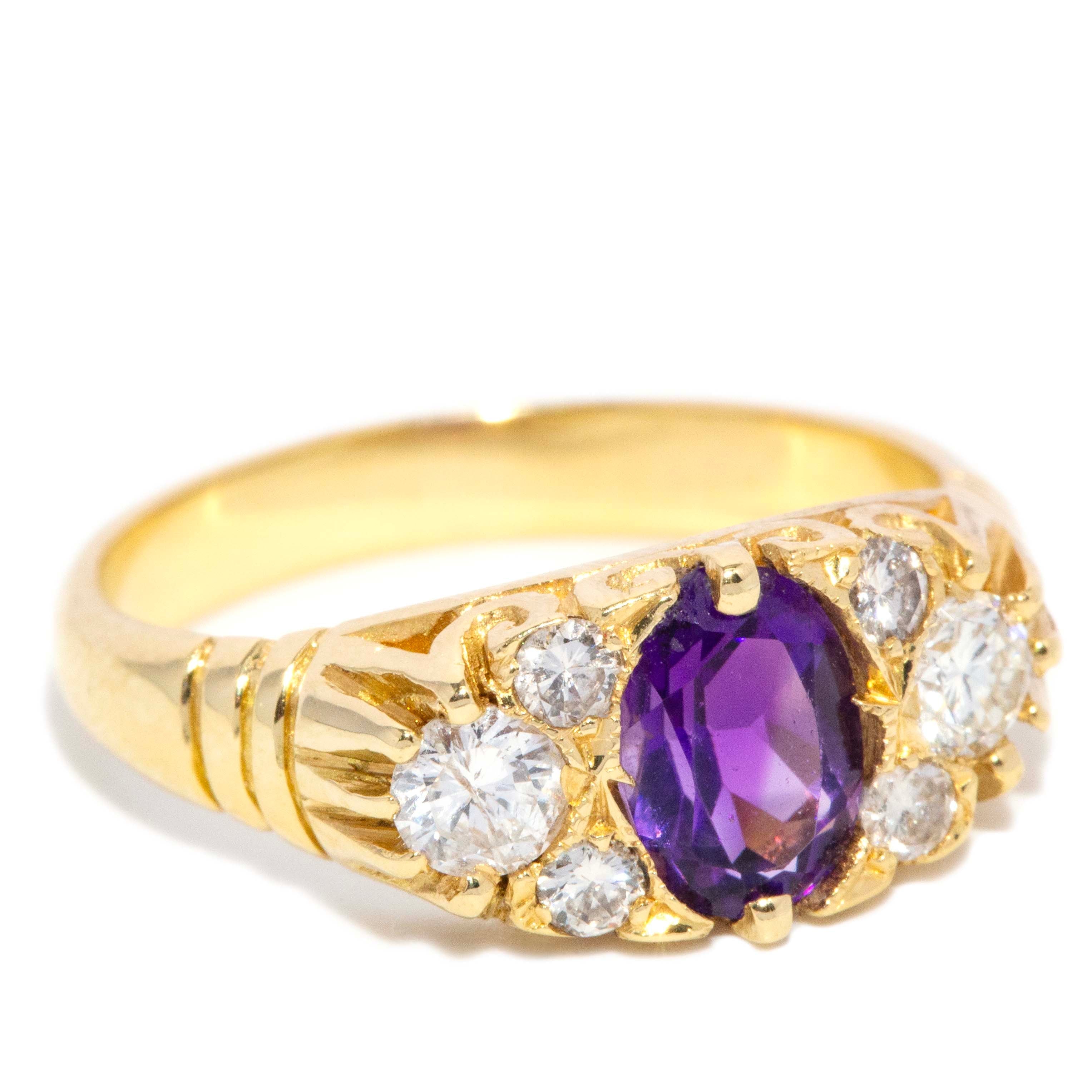 Rebekah Amethyst & Diamond Ring 18ct Gold Rings Imperial Jewellery 
