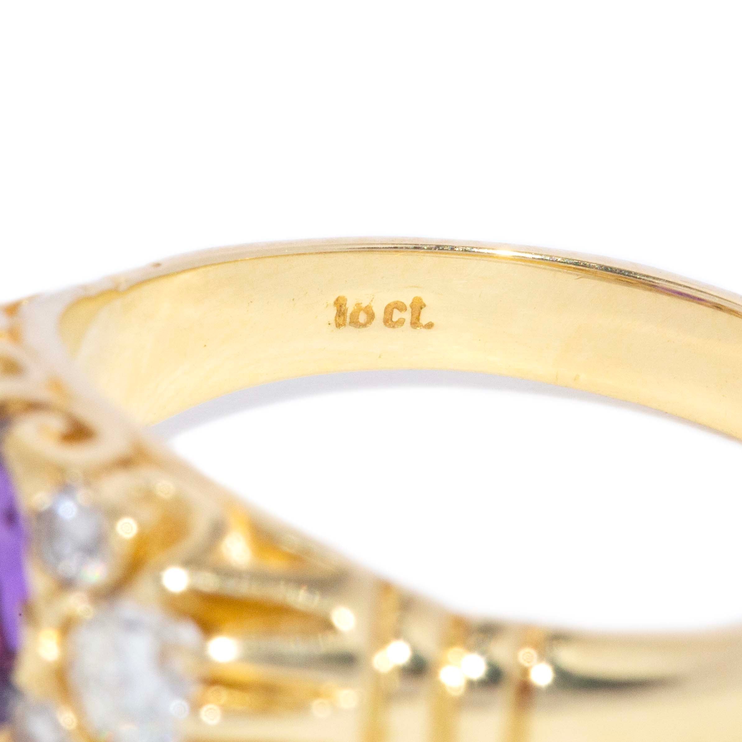 Rebekah Amethyst & Diamond Ring 18ct Gold Rings Imperial Jewellery 