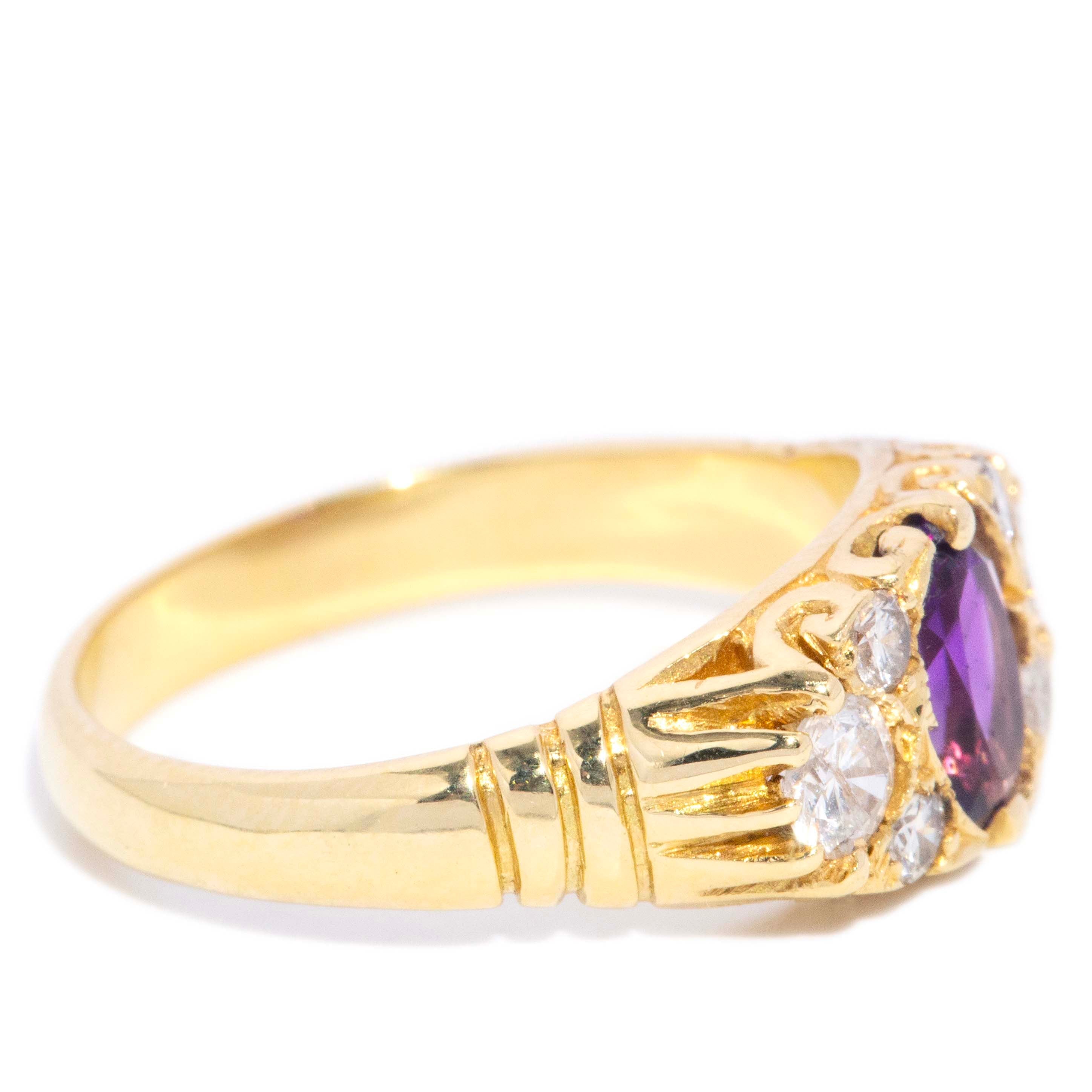 Rebekah Amethyst & Diamond Ring 18ct Gold Rings Imperial Jewellery 