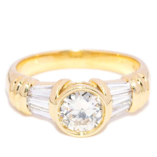 Rena Rubover & Baguette Diamond Dress Ring 18K Yellow Gold Rings Imperial Jewellery 