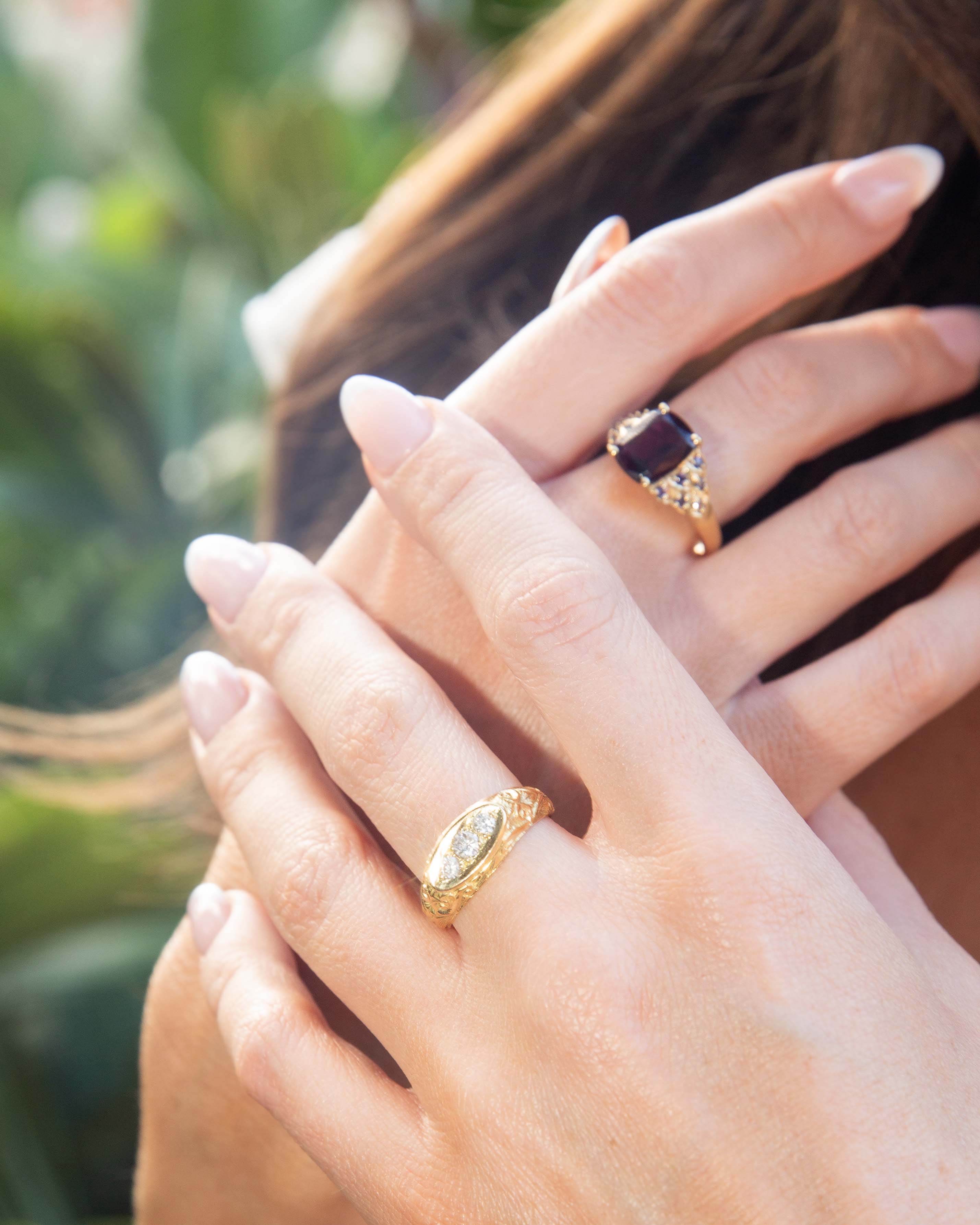 Rhea Rhodolite Garnet & Tanzanite Ring 9ct Gold Rings Imperial Jewellery 