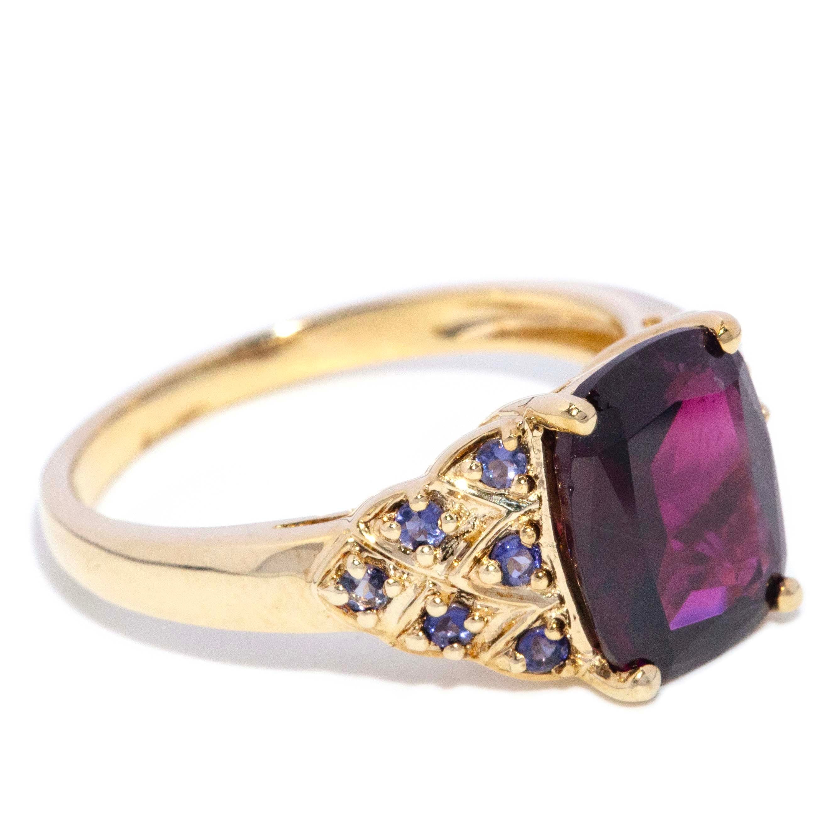 Rhea Rhodolite Garnet & Tanzanite Ring 9ct Gold Rings Imperial Jewellery 