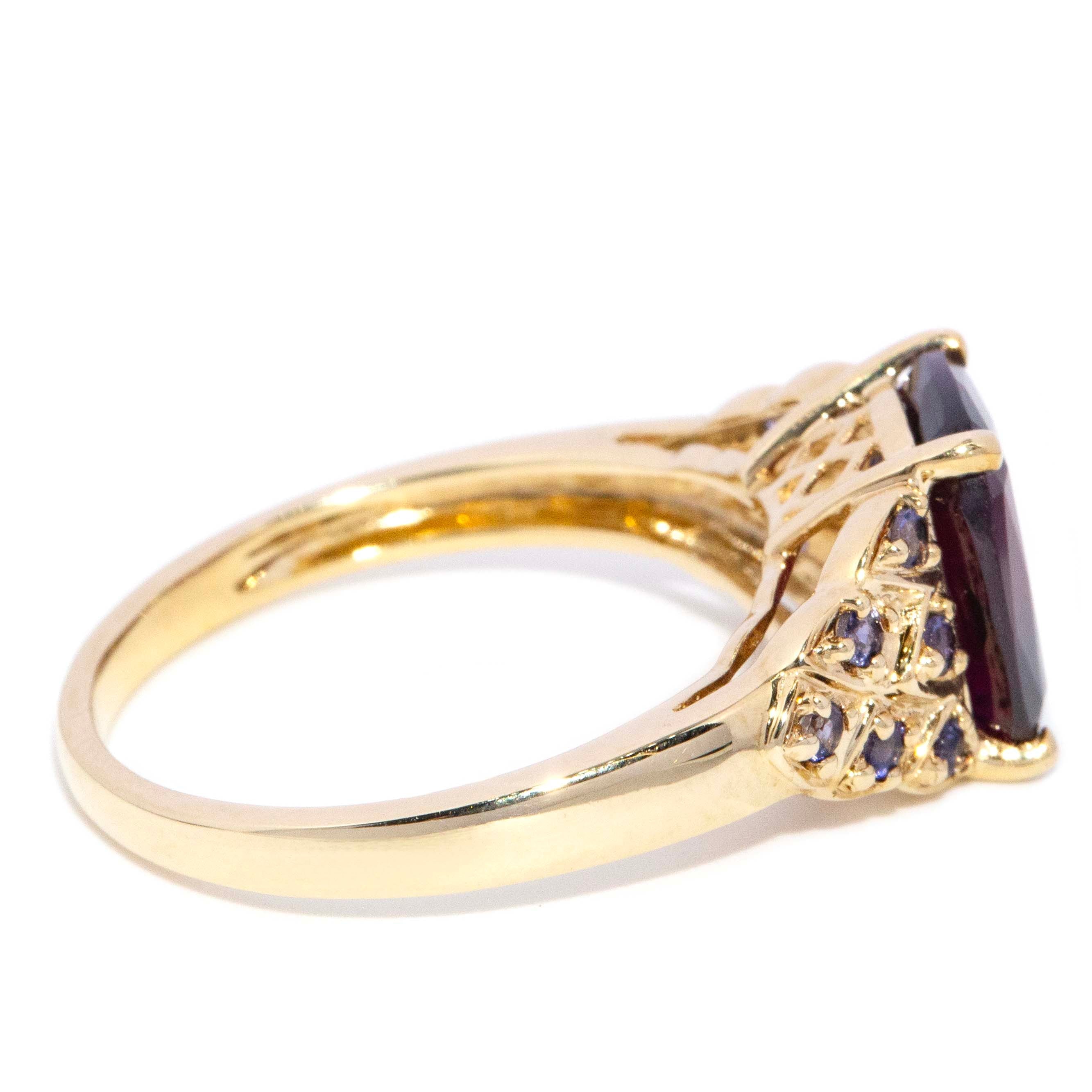 Rhea Rhodolite Garnet & Tanzanite Ring 9ct Gold Rings Imperial Jewellery 