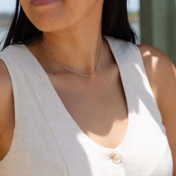 Riley Paperclip Style Link Chain 9ct White Gold Pendants/Necklaces Imperial Jewellery 