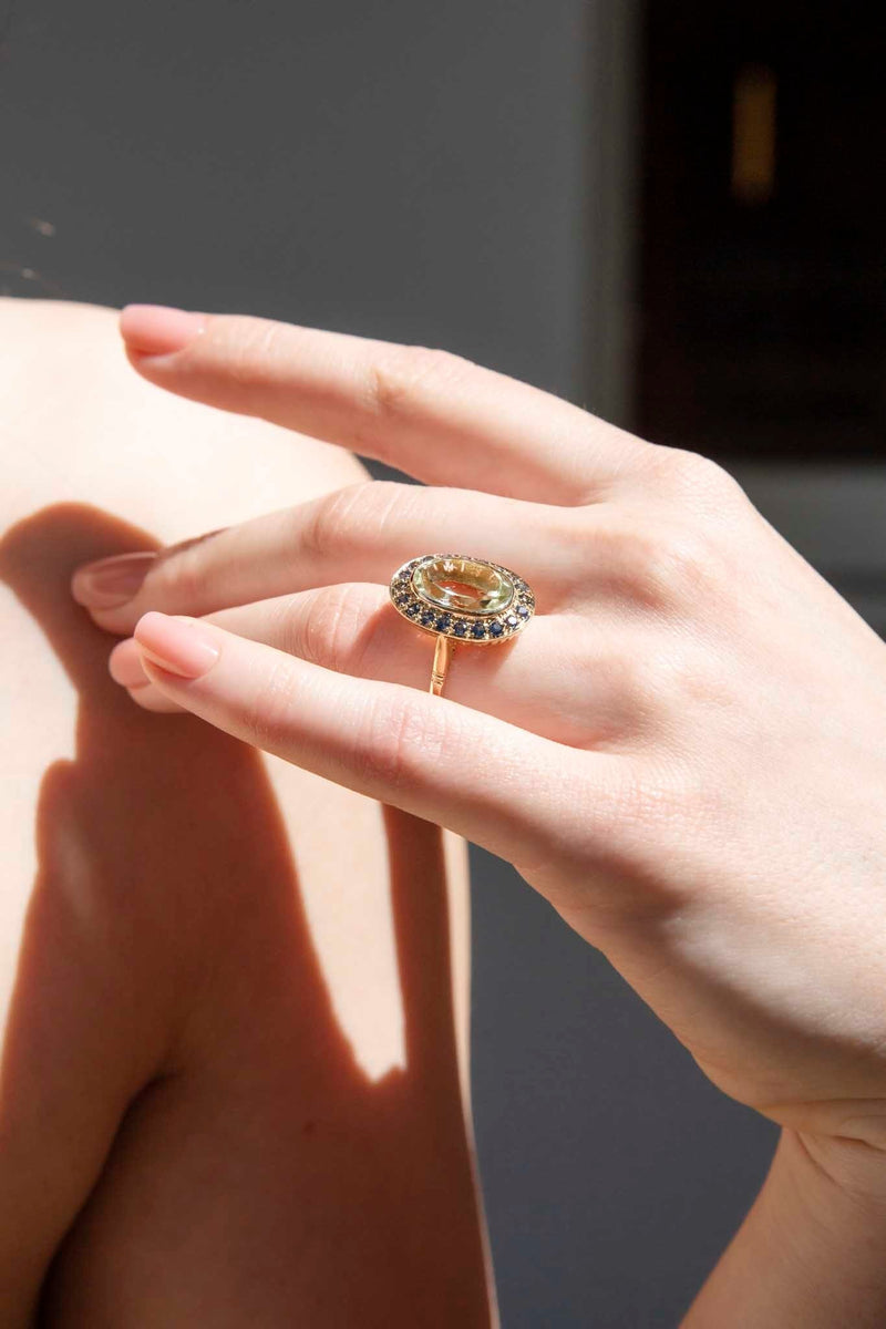 Rita Blue Sapphire & Mint Quartz cluster Ring 9 Carat Gold* DRAFT Rings Imperial Jewellery 