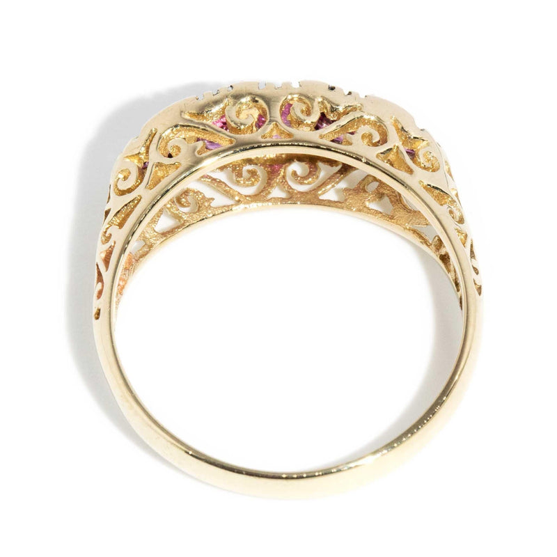 Roberta 1970s Ruby & Diamond London Bridge Ring 9ct