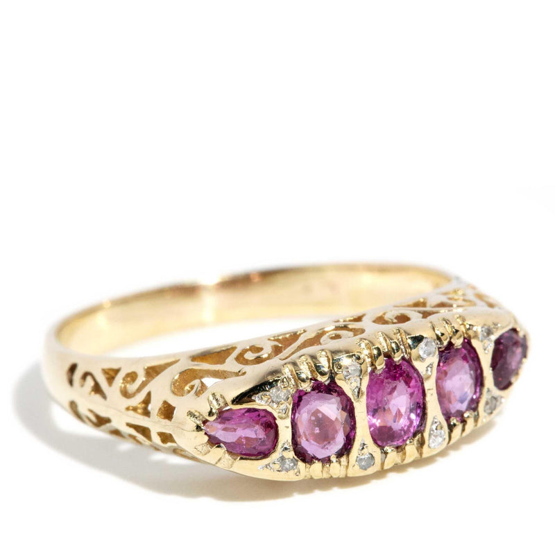 Roberta 1970s Ruby & Diamond London Bridge Ring 9ct