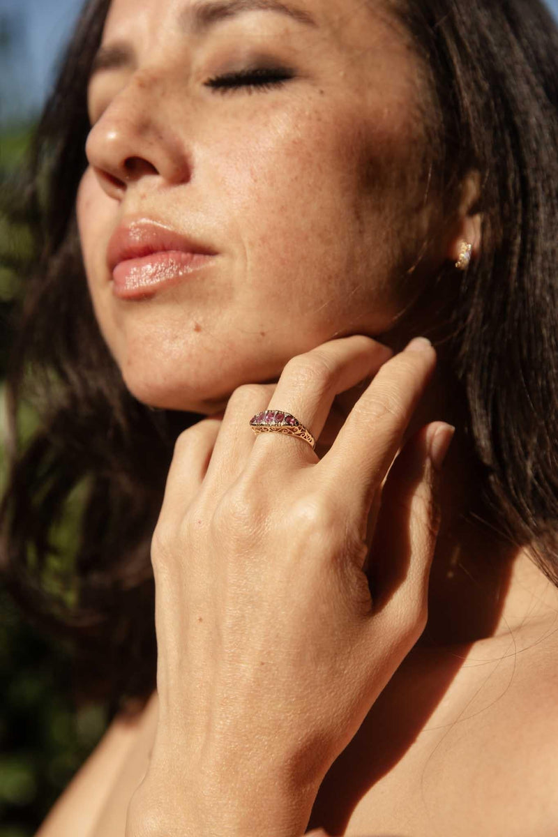 Roberta 1970s Ruby & Diamond London Bridge Ring 9ct