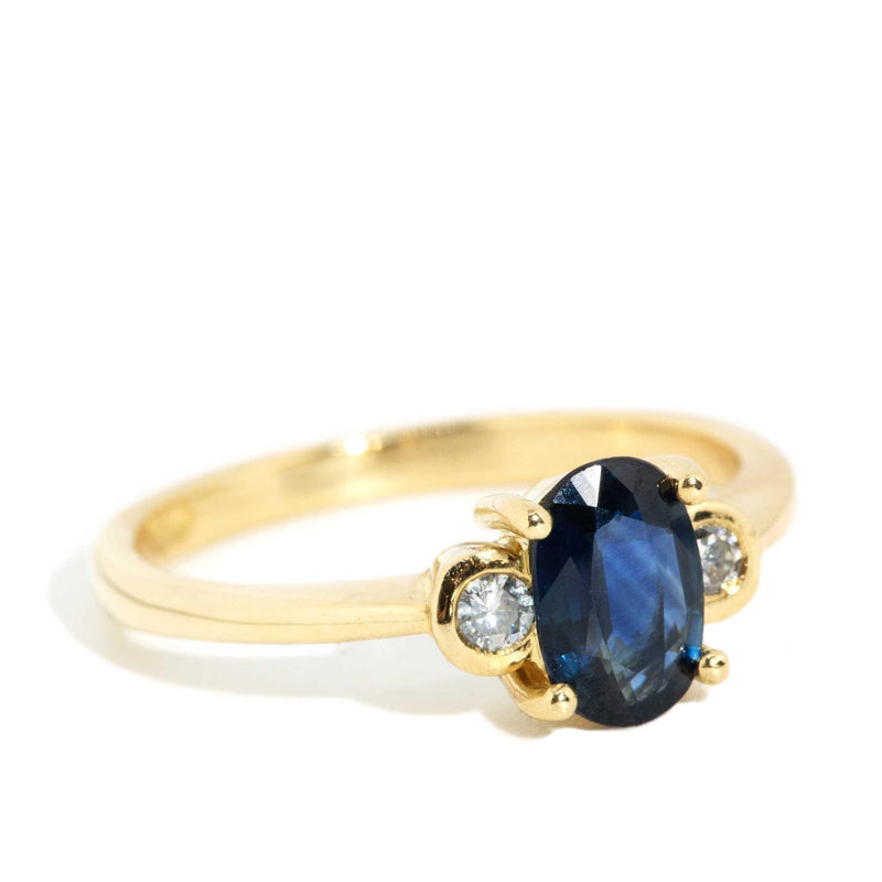 Robyn 1990s Blue Sapphire & Diamond Ring 18ct Gold