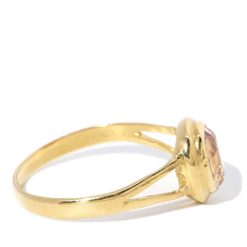 Vintage Circa 1980s Light Pink Sapphire Ring 18 Carat Yellow Gold